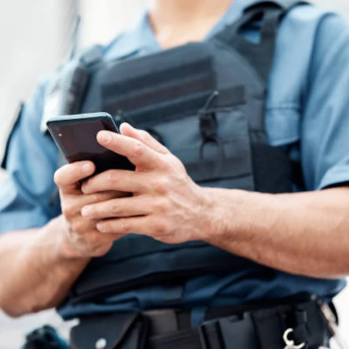 police officer on smartphone